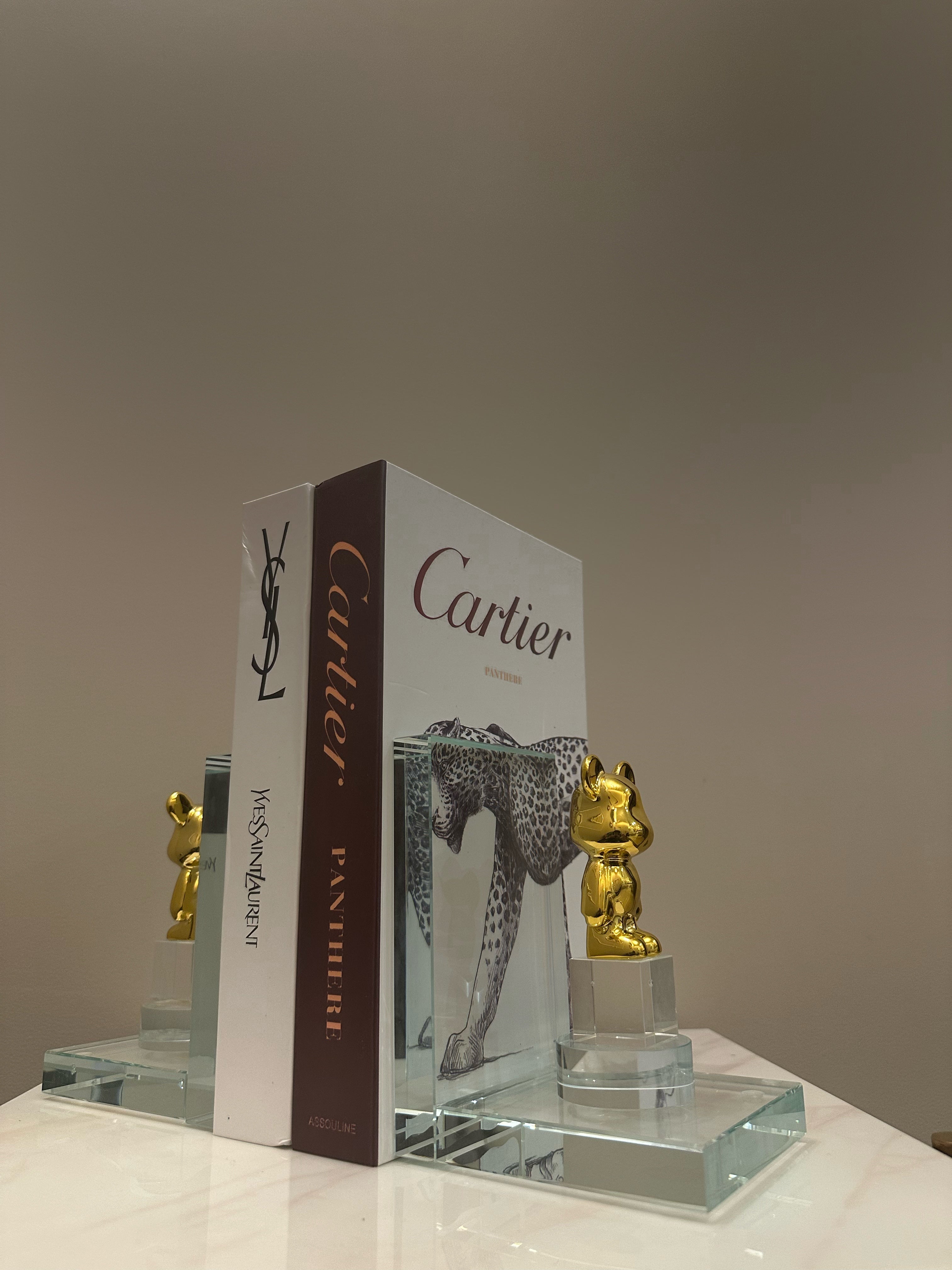 Golden Bear Glass Bookend